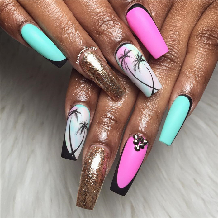 Longcoffinnails;coffinnailsdesigns;springnails;summernails