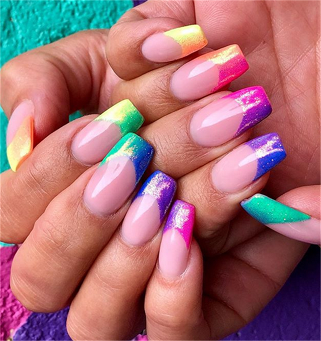 rainbownail;nailtrend