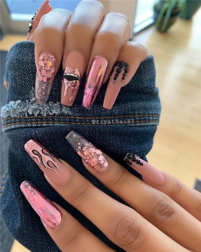 Coffin nails;nailstrend;2020nails;nailscolor