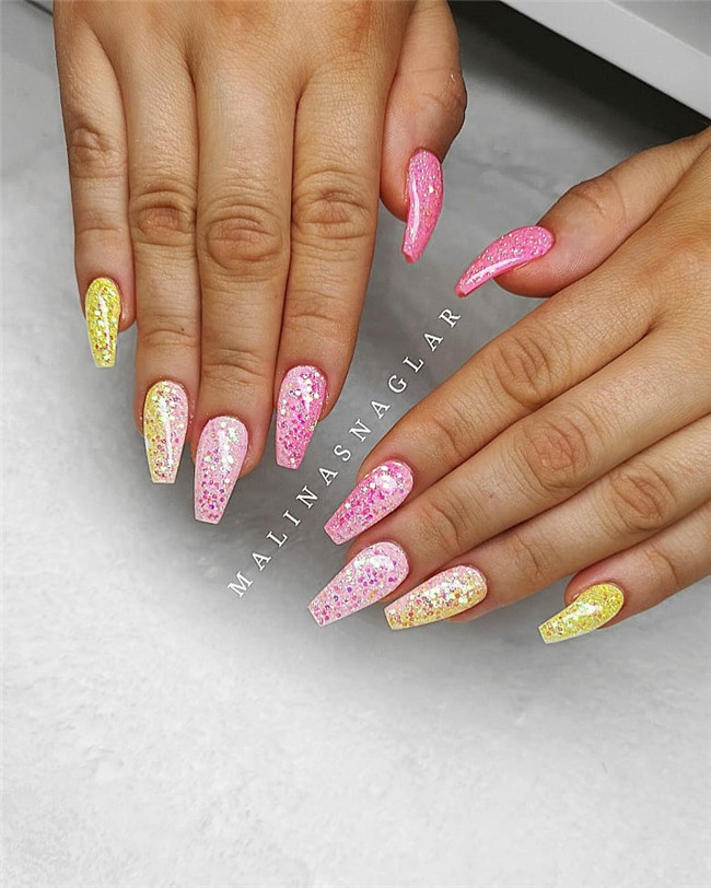 acrylicnails;glitternail;springnail