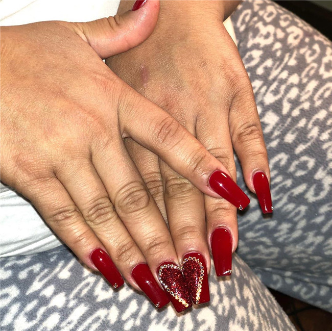 rednail;Valentine'sDaynail 