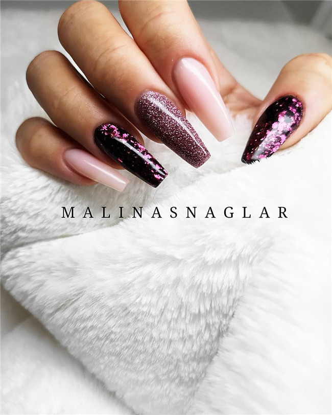 acrylicnails;glitternail;springnail