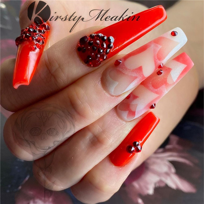 rednail;Valentine'sDaynail 