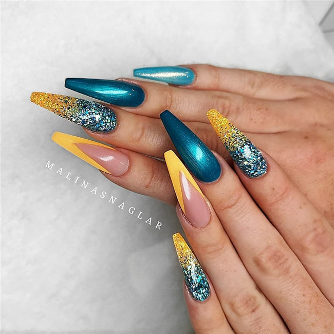 acrylicnails;glitternail;springnail