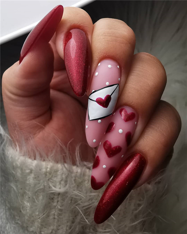 rednail;Valentine'sDaynail 