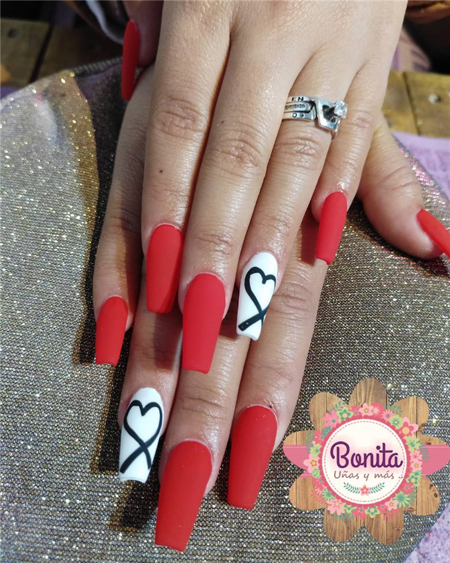 rednail;Valentine'sDaynail 