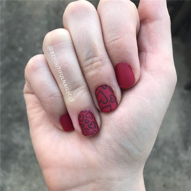 rednail;Valentine'sDaynail 