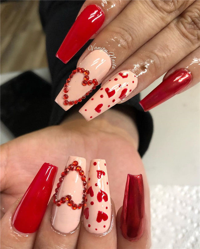 rednail;Valentine'sDaynail 