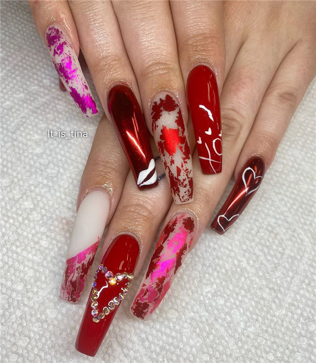 rednail;Valentine'sDaynail 